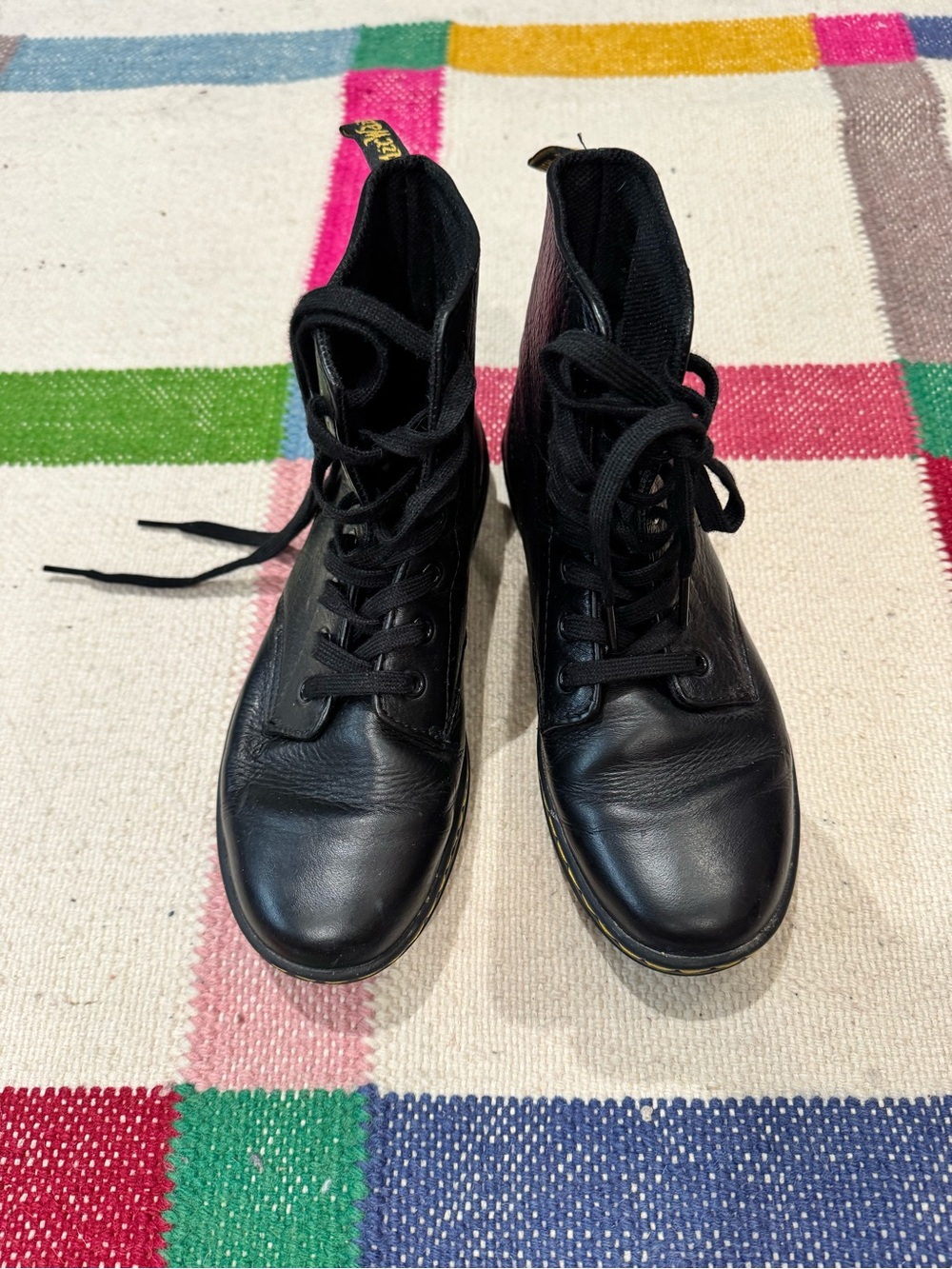 Dr. Martens Leyton Black Leather Lace-Up Boots
